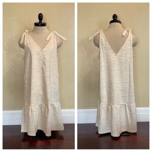 Loft Bow Strap Button Flounce Dress Size Medium